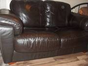 dark brown two seater leather sofa
